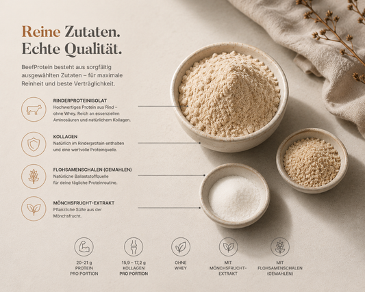 sensé BeefProtein Rinderprotein – Verpackung und Zutaten