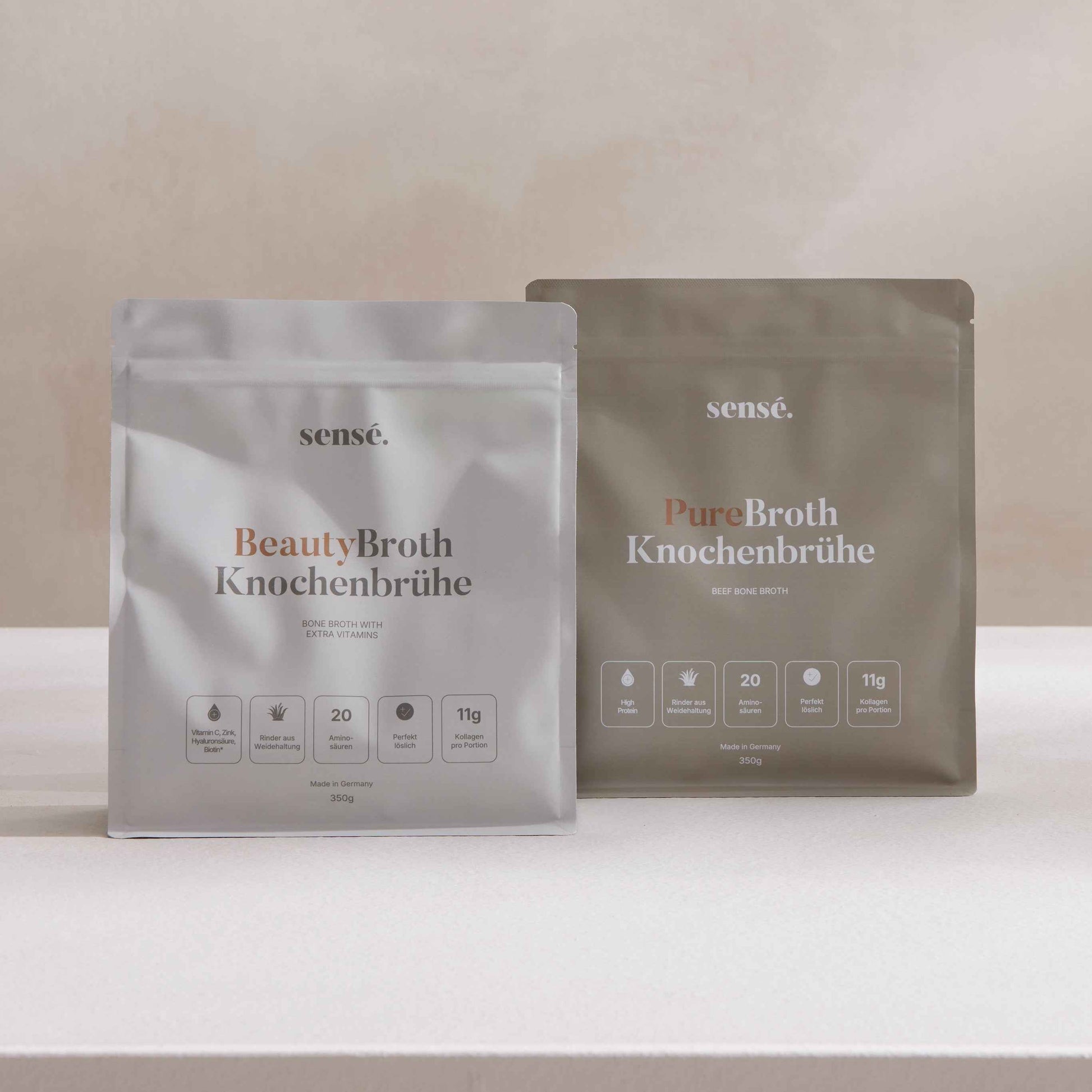 BeautyBroth und PureBroth Knochenbrühe Pulver von sensé