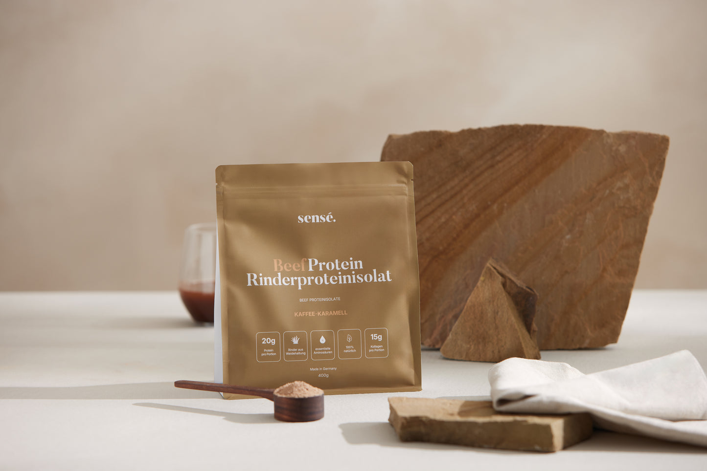 sensé BeefProtein Rinderprotein – Vorderansicht