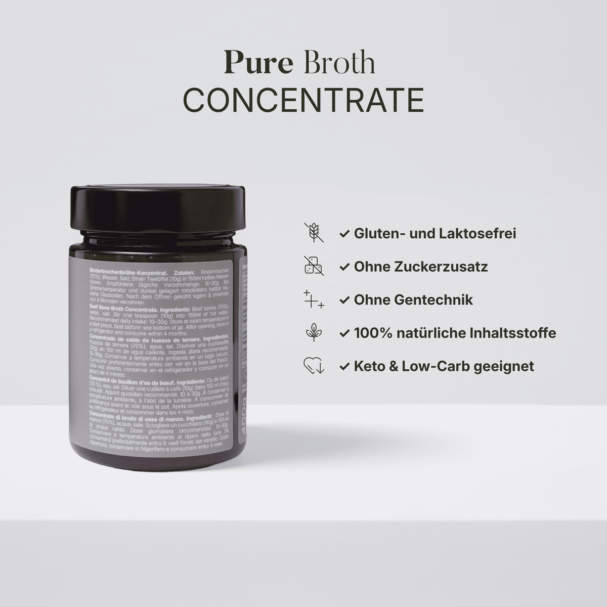 Knochenbrühe-Konzentrat vom Weiderind – 200 g