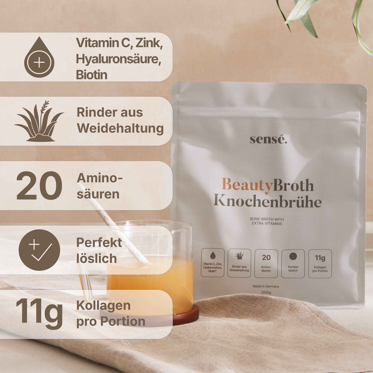 Inhaltsstoffe und Produktvorteile von BeautyBroth Knochenbrühe Pulver